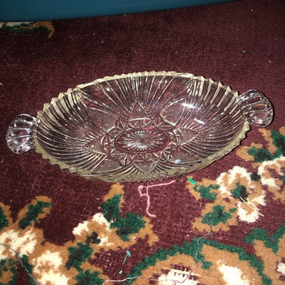 Intricate hazel atlas 573 clear handled olive oval relish dish - preloved - Picture 3 of 6
